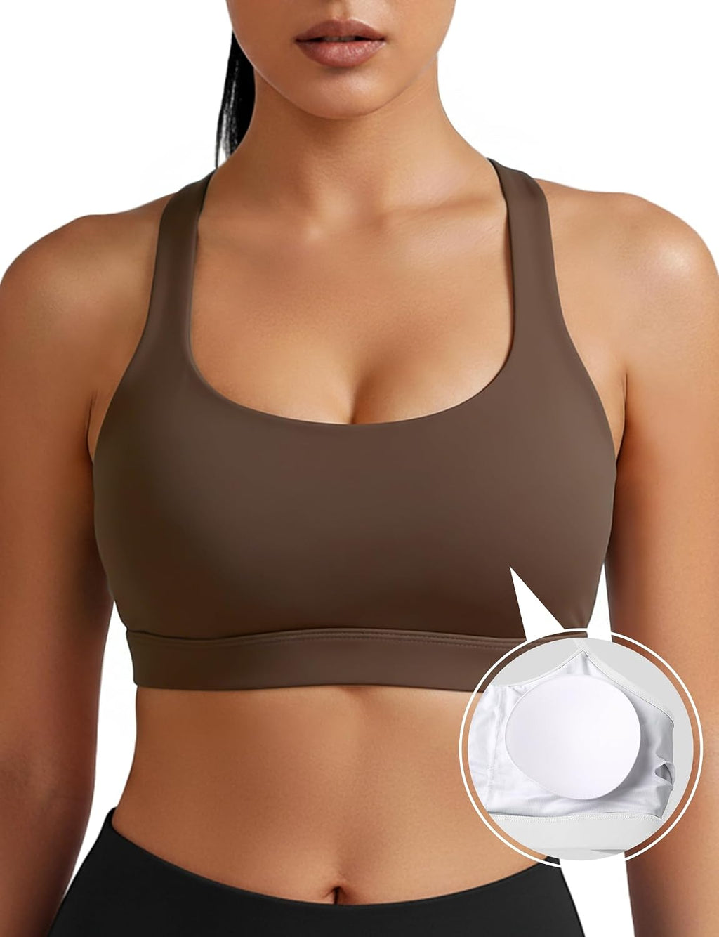 Buauty Sports Bra for Women, Criss Cross Back Medium Support Workout Bras with Removable Cups for Yoga Running Gym