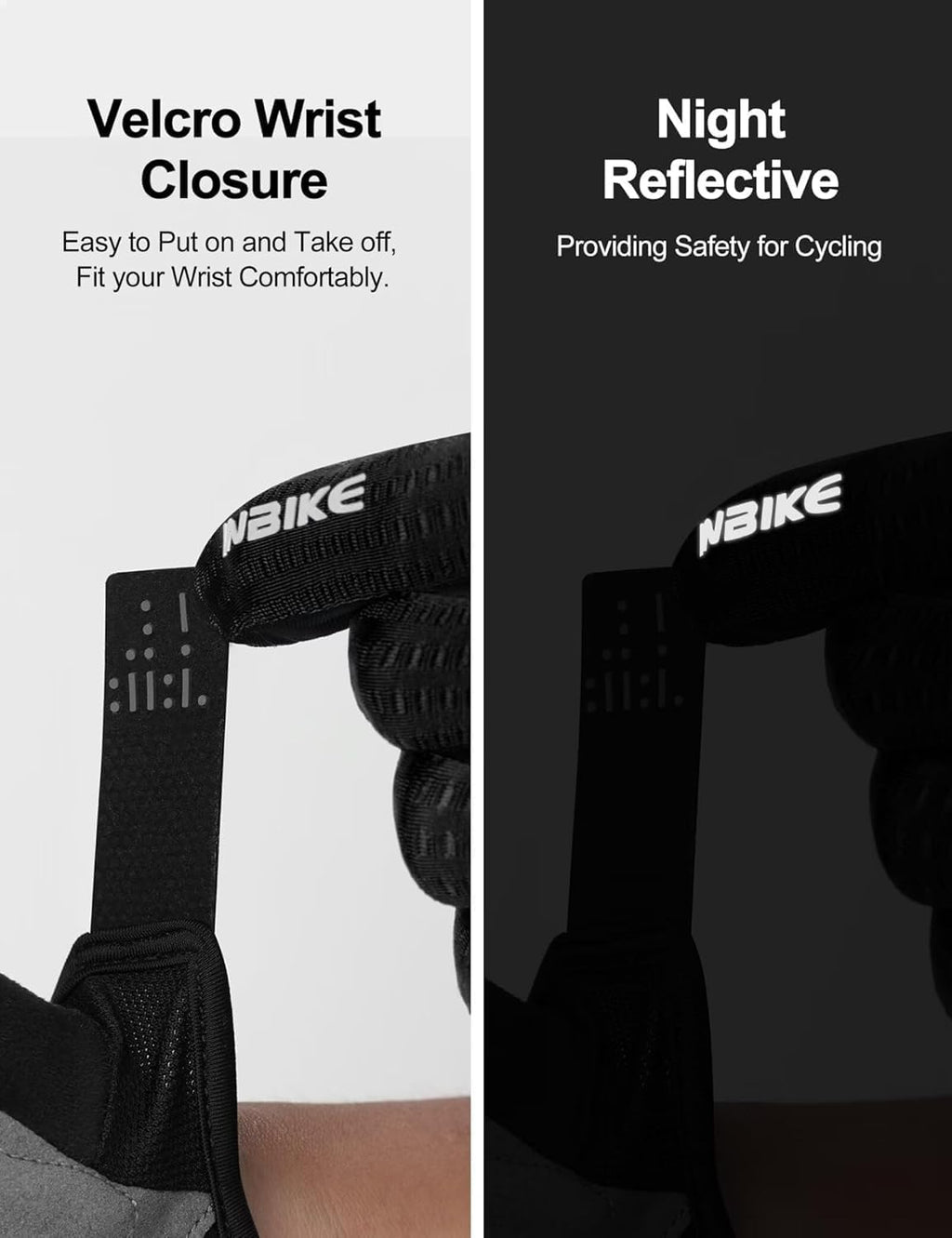 INBIKE Cycling Gloves for Men Women, Shock-Absorbing Memory Gel Padded Biking Gloves, Bicycle Breathable Touchscreen Reflective Full Finger Bike Gloves