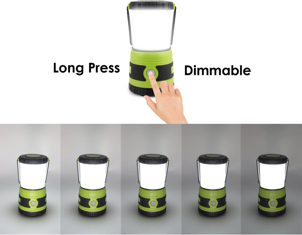 LED Camping lamp Super Bright 1500 lumens 4 Light Modes Dimmable searchlight Battery-Powered Emergency lamp Suitable for Night Hiking Tent Lighting Emergencies Power outages (Green X2)