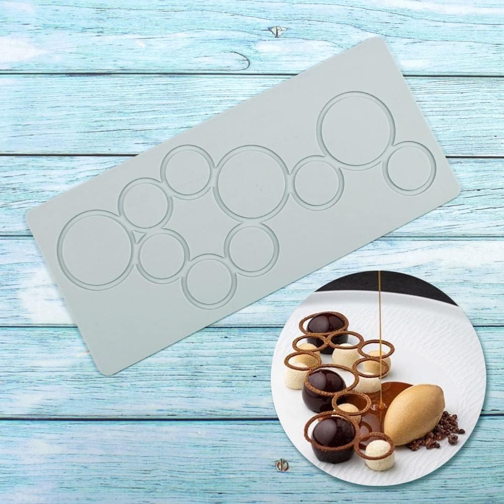 Hollow Leaf Silicone Molds Lover Heart Chocolate Molds Geometry 3D Silicone Mould Chocolate Candy Leaf Mold Sugar Craft Cake Decoration Cupcake Top (O_Circel_12.12 * 5.44 * 0.12inch)