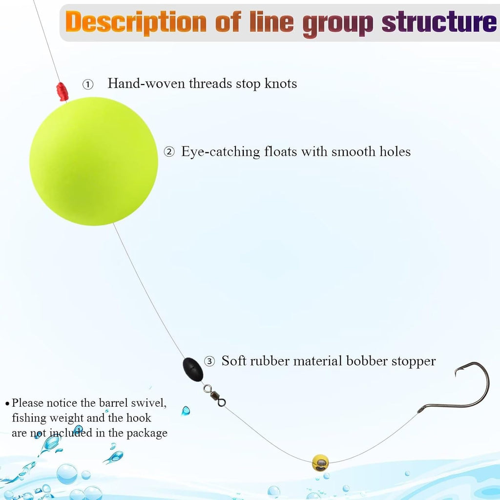 Dovesun 20pcs Slip Fishing Bobber Fishing Float Slip Fishing Rig Rubber Bobber Stoppers for Crappie Panfish Walleyes Trout Bass Fishing