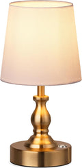 PARTPHONER Mini Cordless LED Table Lamp, 5200mAh Rechargeable Battery Operated Lamp, 3-Level Brightness, Touch Dimmable Desk Lamp, Bedside Night Light for Patio Camping Restaurant Home, Antique Brass