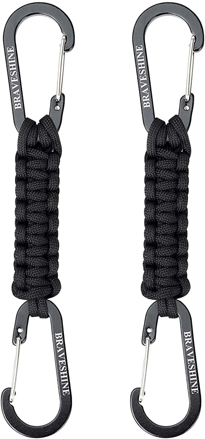 BRAVESHINE Paracord Keychain Carabiner Clip | D Ring Hanger Lanyard Hook