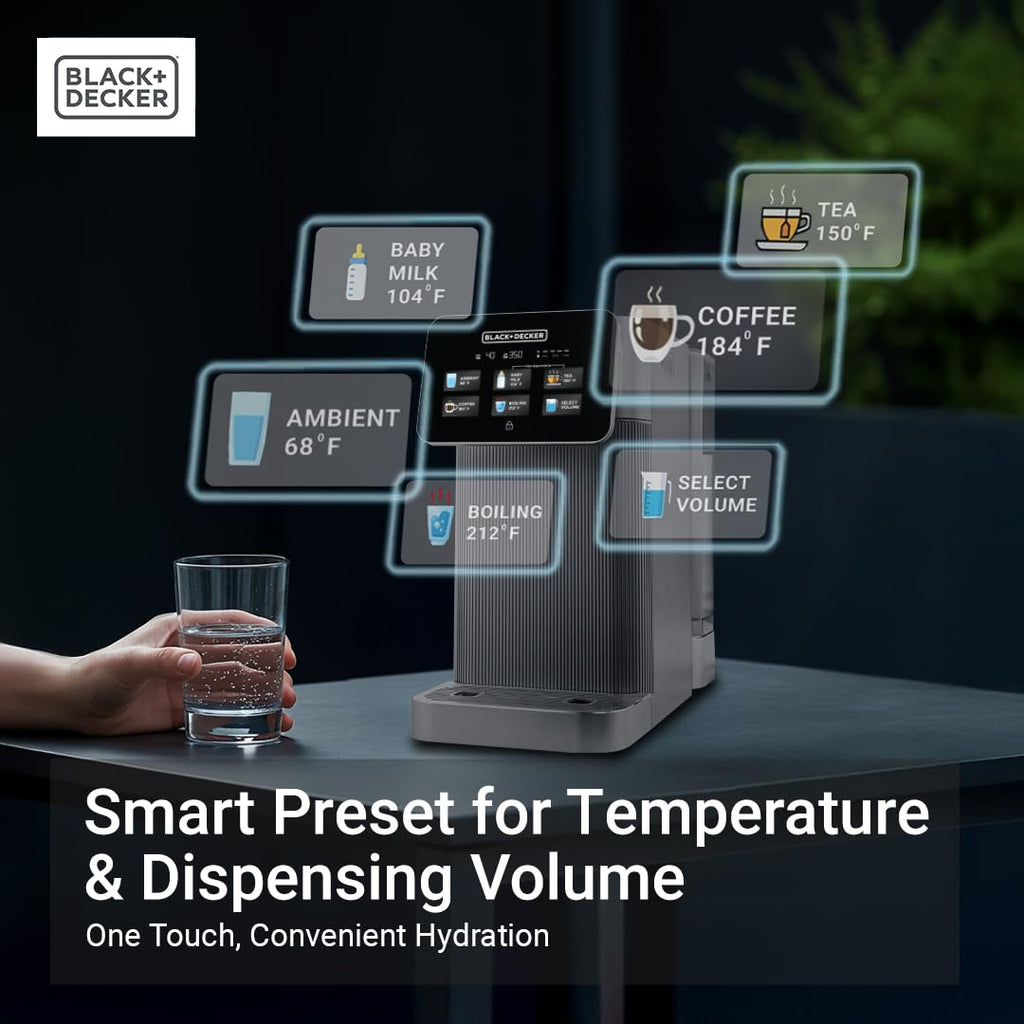 BLACK+DECKER Countertop Reverse Osmosis (RO)+UV Water Filter System, Hot & Ambient Water — 5 Temperature Settings, 5-Stage Filtration, IAPMO & NSF/ANSI 58 Certified, No Installation Required, Portable