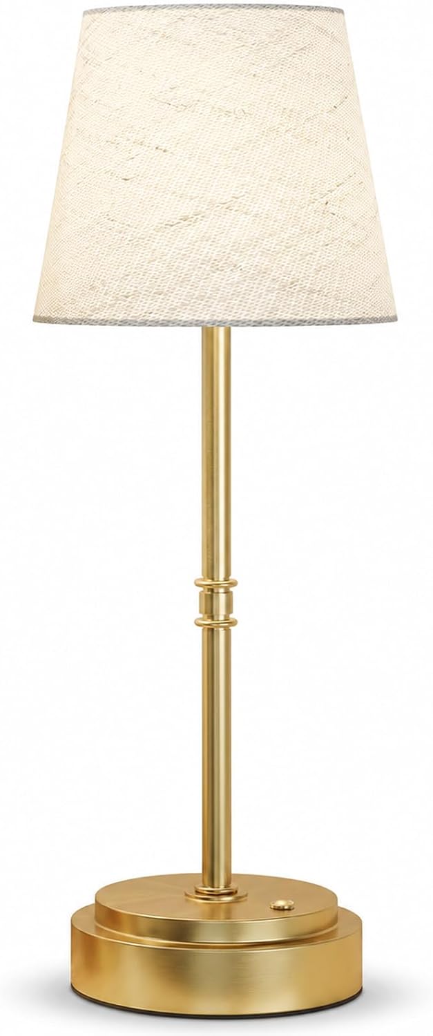 Rechargeable Cordless Table Lamp, Nightstand to End Table,Gold,1 Pack