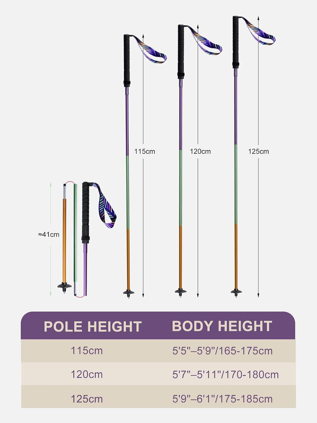 AONIJIE Trail Running Poles Collapsible Hiking Poles for Travel Backpacking