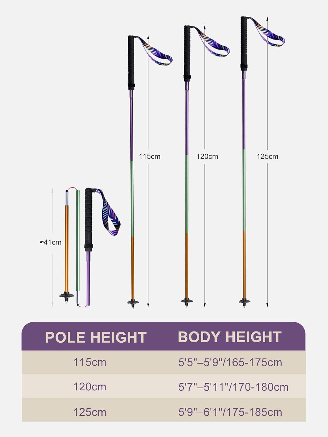AONIJIE Trail Running Poles Collapsible Hiking Poles for Travel Backpacking