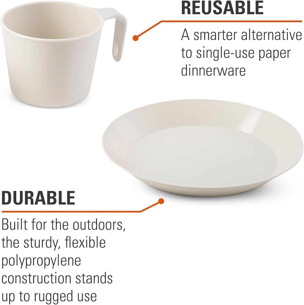 GSI Outdoors Cascadian Table Set I 6-Piece Camping, Backpacking Mess Kit, Plastic BPA Free, Plate, Bowl, Mug, Cup & Cutlery Set