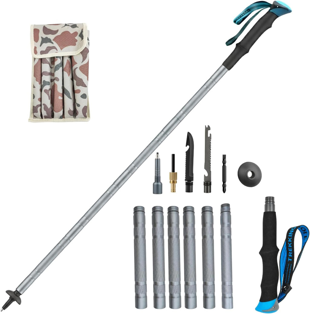 Multi-Functional Ultralight Trekking Pole, Tactical Walking Stick, Collapsible Trekking Hiking Pole (fits 4'7" - 6'3")