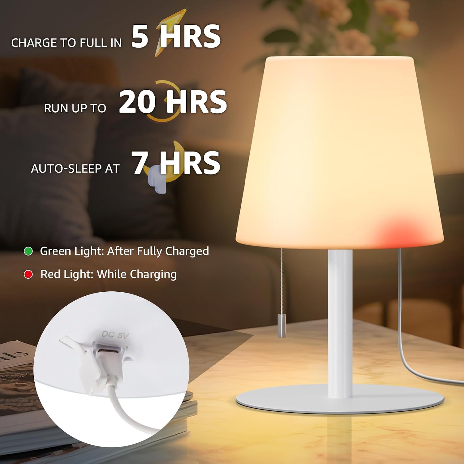 uuffoo Shower Lamp Rechargeable Cordless Light Waterproof for Bathroom Spa