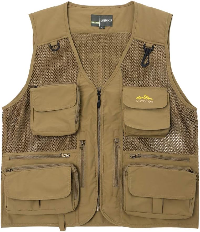 Ziker Men's Mesh Breathable Openwork Camouflage Journalist Photographer Fishing Vest Waistcoat Jacket Coat