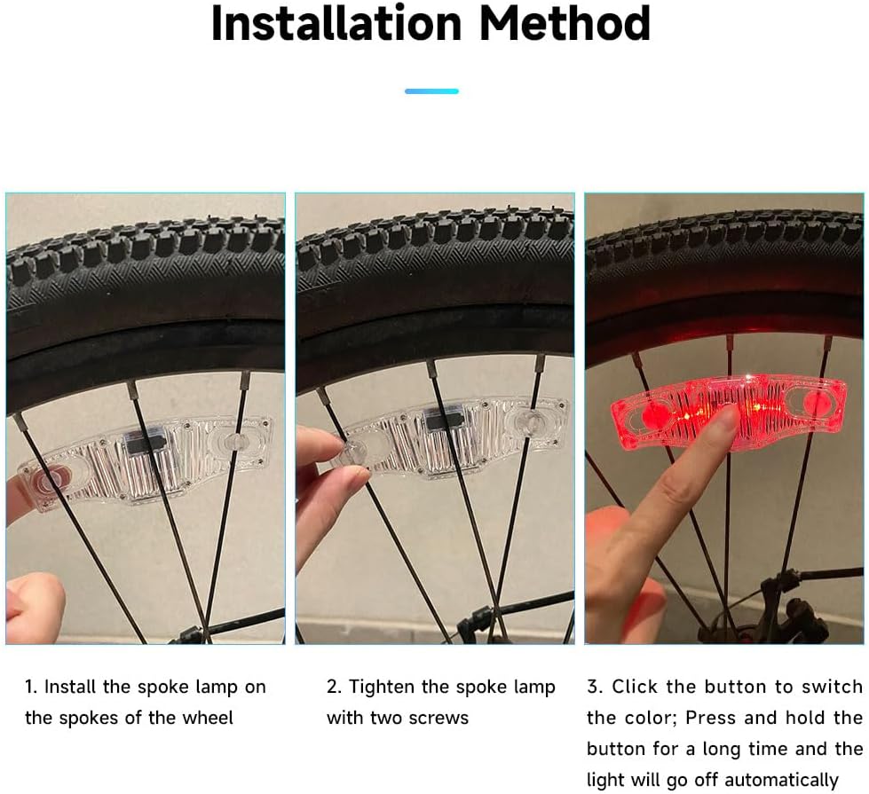 Rechargeable LED Bike Wheel Spoke Lights, 2 Pack, Waterproof