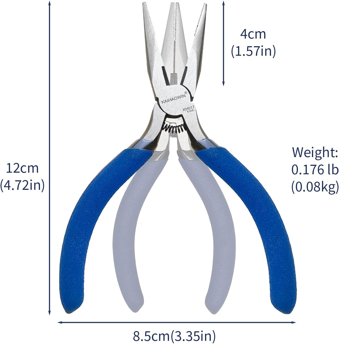 KAIHAOWIN 5" Mini Needle Nose Pliers - 5 Pack, Precision Small Long Nose Pliers for Jewelry Making & Wire Cutting, Spring Loaded Thin Needle Nose Pliers Set, Rustless High Carbon Steel