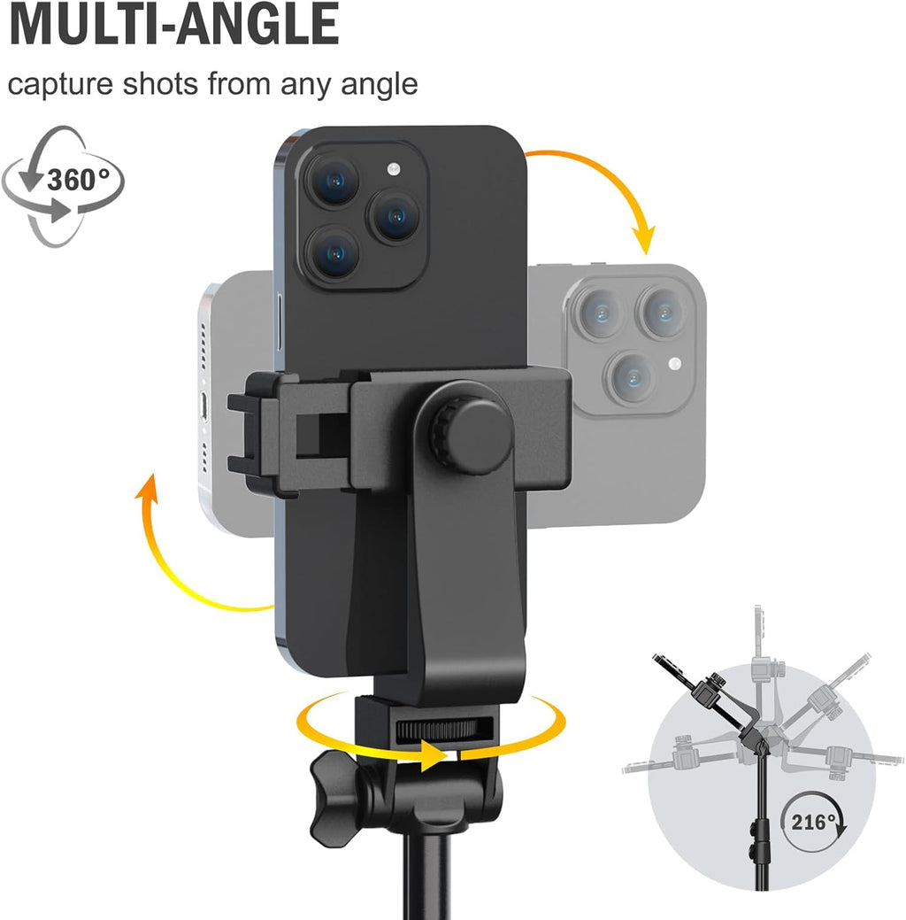 Liphisy 64” Tripod for Cell Phone & Camera with Remote and Phone Holder