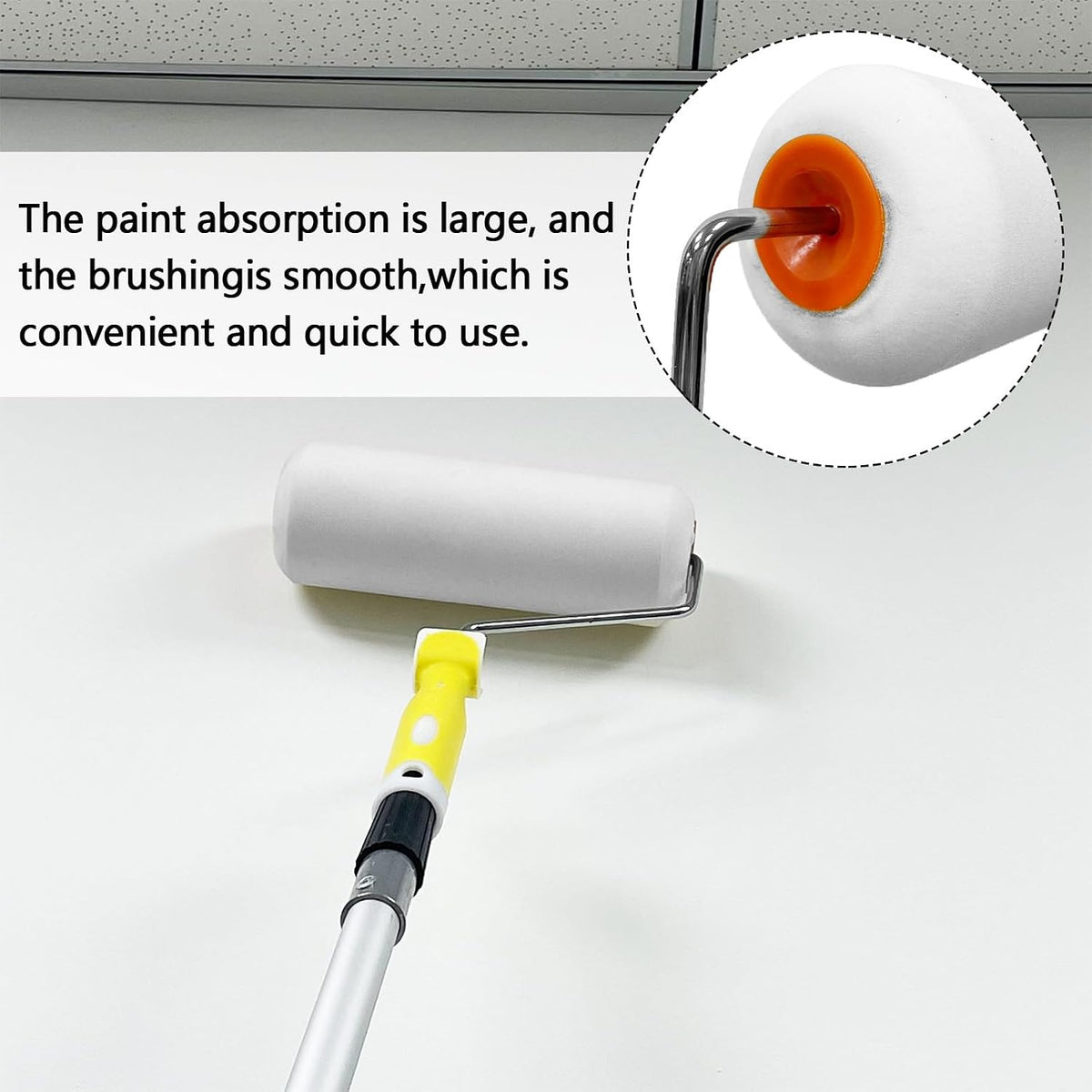 2 Pack Foam Paint Roller Covers, 9 Inch Paint Rollers with 2 Frame