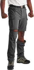 Men's Convertible Hiking Pants with 7 Pockets, Zip-Off Quick-Dry