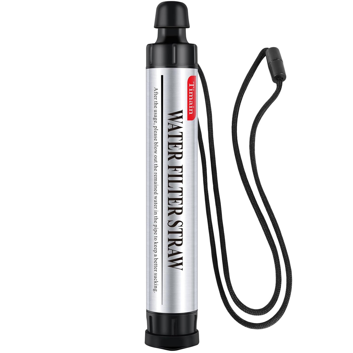Timain 2 Pack 4-Stage Filtration, High Flow Rate Water Filter Straw, Water Purifier Survival for Emergency Kits, Travel, Camping, Hiking, Fishing, Hunting