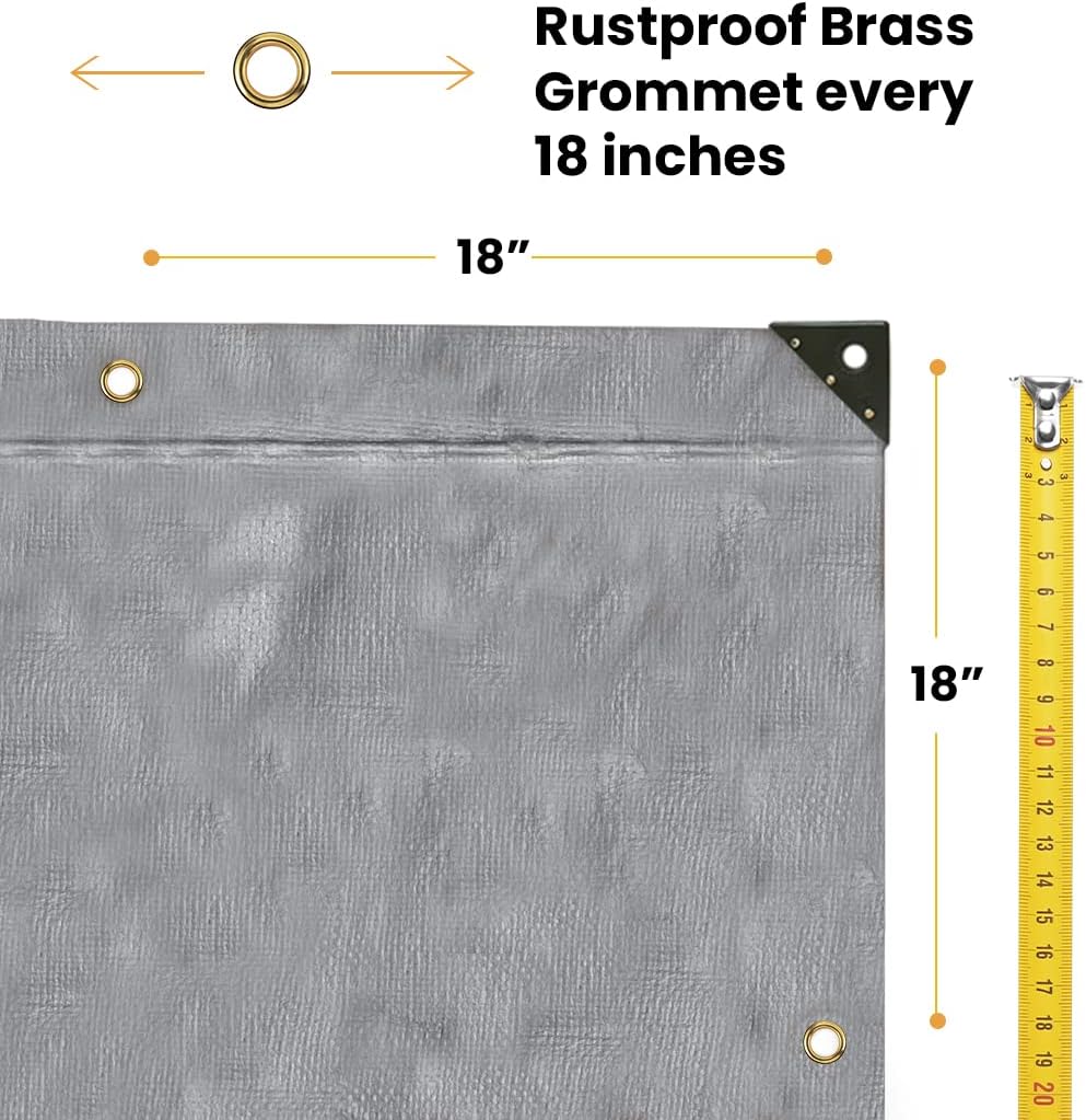 WHITEDUCK Super Heavy Duty Poly Tarp Cover 16 Mil with Grommets and Reinforced Edges (Silver Black- 16 Mil, 10' x 10')