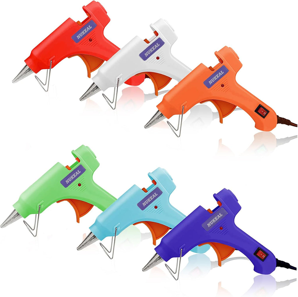 Mini Hot Glue Gun Kit 12 Pieces, Hot Melt Glue Guns for Kids School Craft Project DIY Arts and Home Quick Repairs, 20 Watts, 6 Colors (Navy Blue, White, Green, Orange, Red, Sky Blue)