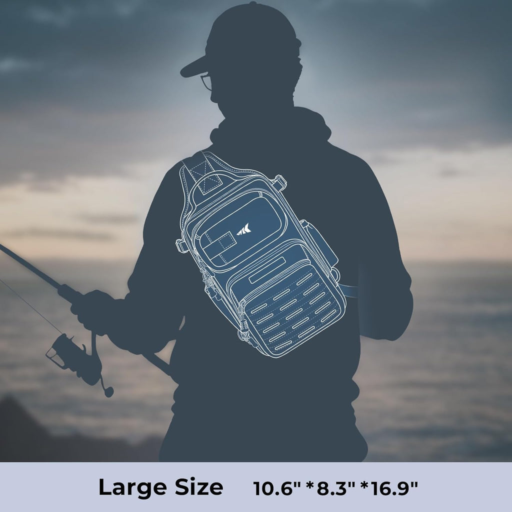 KastKing Blowbak Fishing Sling Bag, Fishing Backpack with Rod Holder