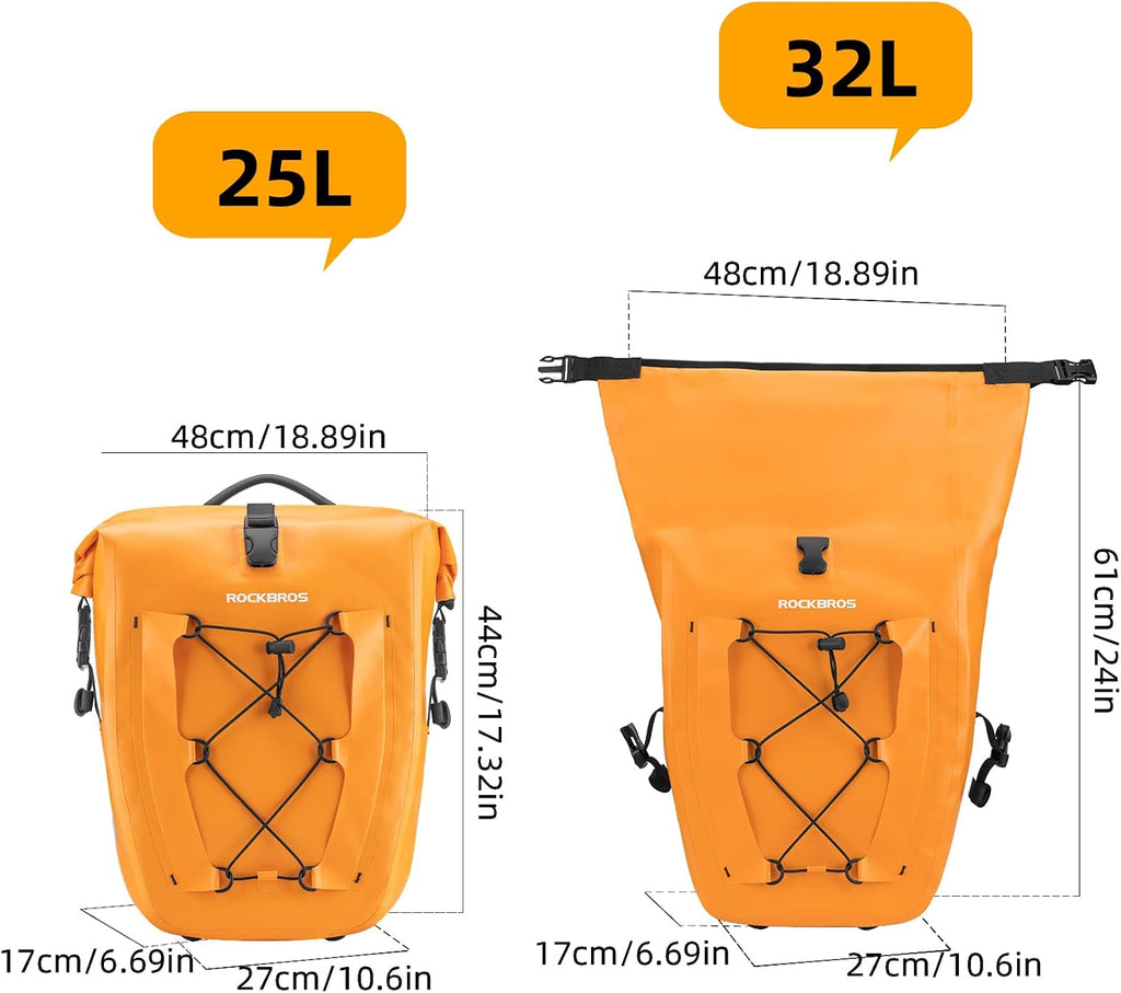 ROCKBROS Bike Panniers Waterproof Max 30L Capacity Cycling Traveling 1 Pack