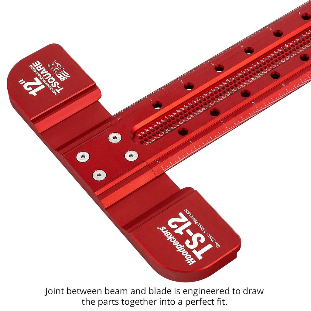 Woodpeckers T Square, 32 Inch, Precision Woodworking T-Square Ruler, Built-in Edge Support, Scribing & Shelf Pin Guides, Rack-It Mount, Made in USA