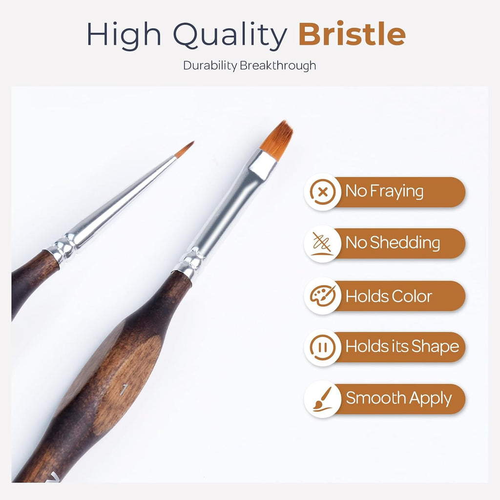 Nicpro Miniature Paint Brushes - 15PCS Model Paint Brush Set with Nylon Case for Acrylic Oil Watercolor, Micro Detail Paint Brushes for Model, Miniature Painting, Fine Detailing, Paint by Numbers