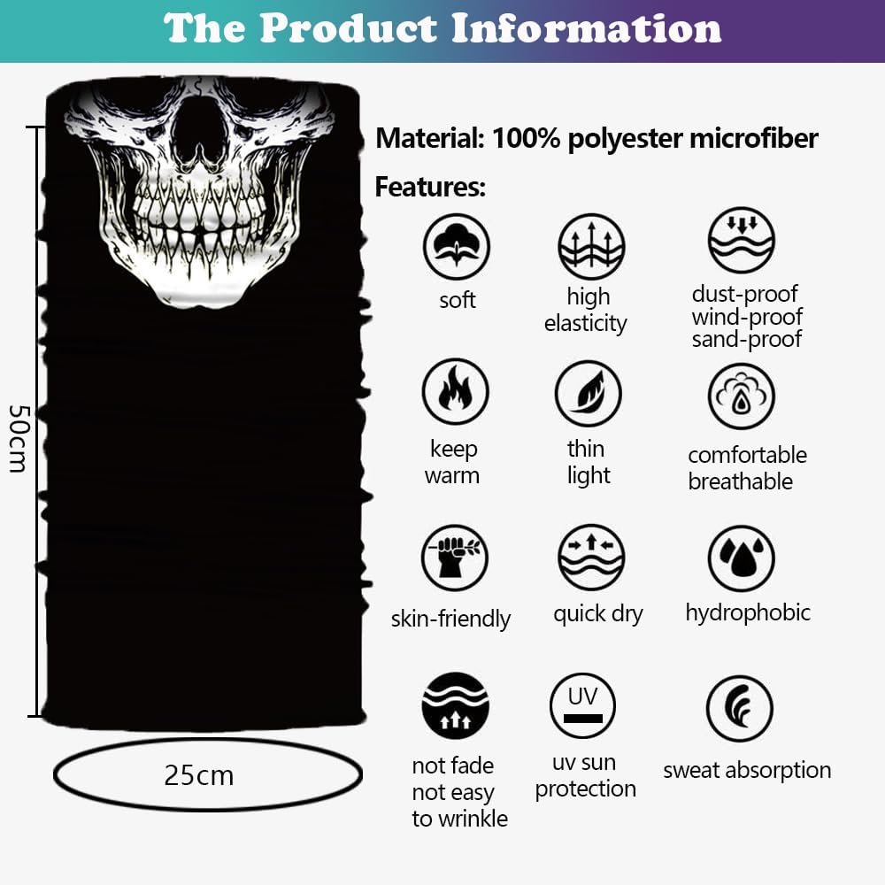 Neck Gaiter Mask,UV Protection Bandana Gator Face Cover Covering Mask,Tube Scarf,Neck Warmer Balaclava,Headband