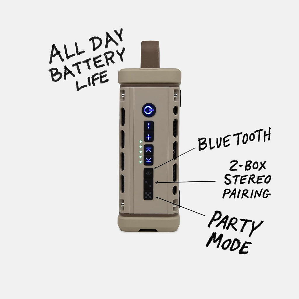 Turtlebox Ranger, Ultra-Portable Bluetooth Speaker, Waterproof, Tan