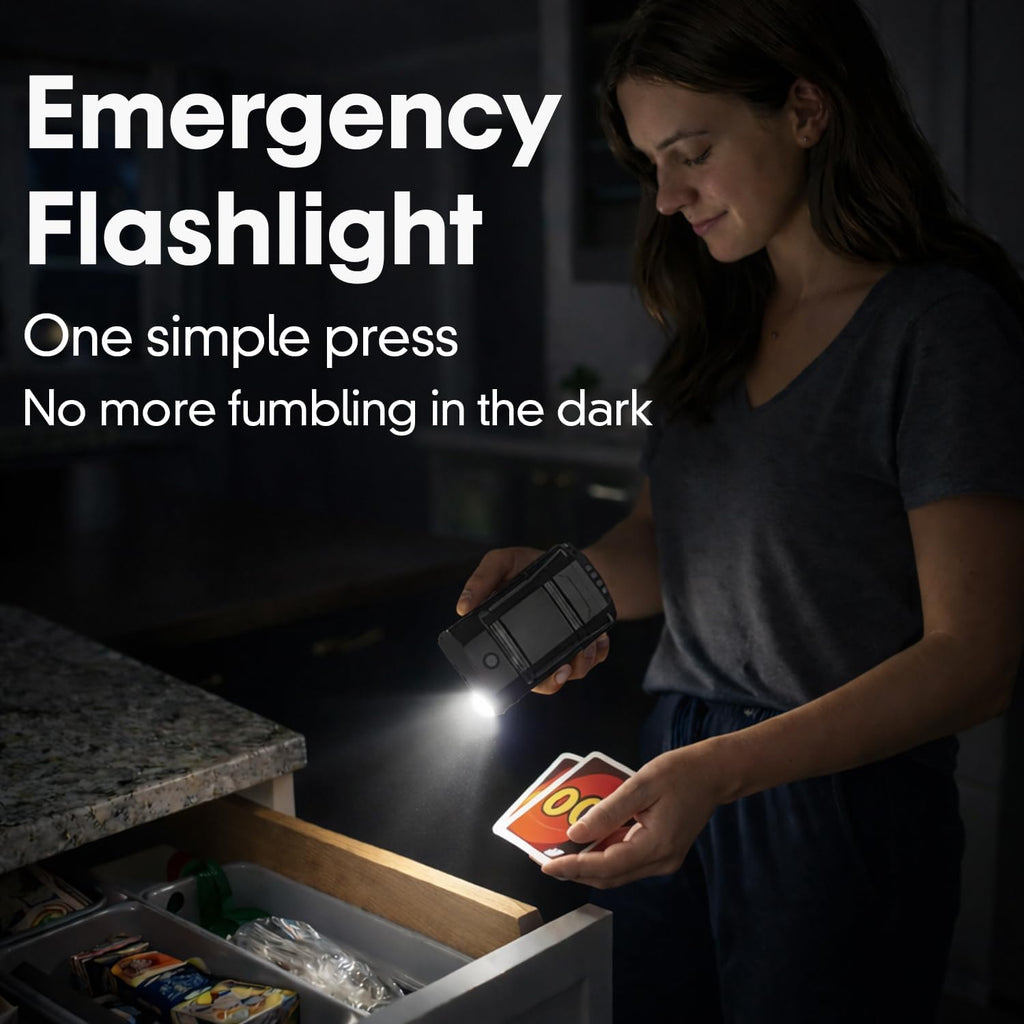 4 Pack Rechargeable Emergency Lanterns for Power Outages, USB-C & Solar Backup, Lantern Flashlight Combo, 1600mAh, 30H Runtime, Compact Hanging Lights for Camping Tent