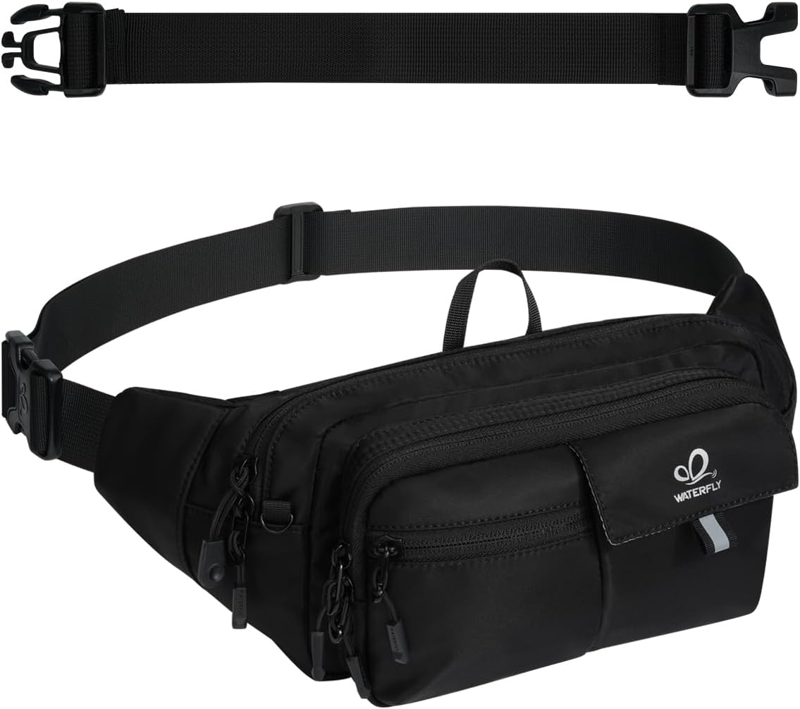 WATERFLY Fanny Pack Waist Bag: 3L Large RFID Anti-Theft with 9 Pockets