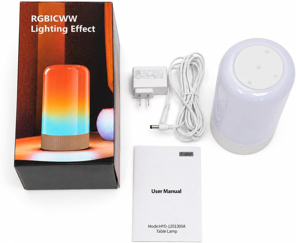 RGBICWW Smart Table Lamp, Touch Bedside Lamp LED Desk Lamp with App Control