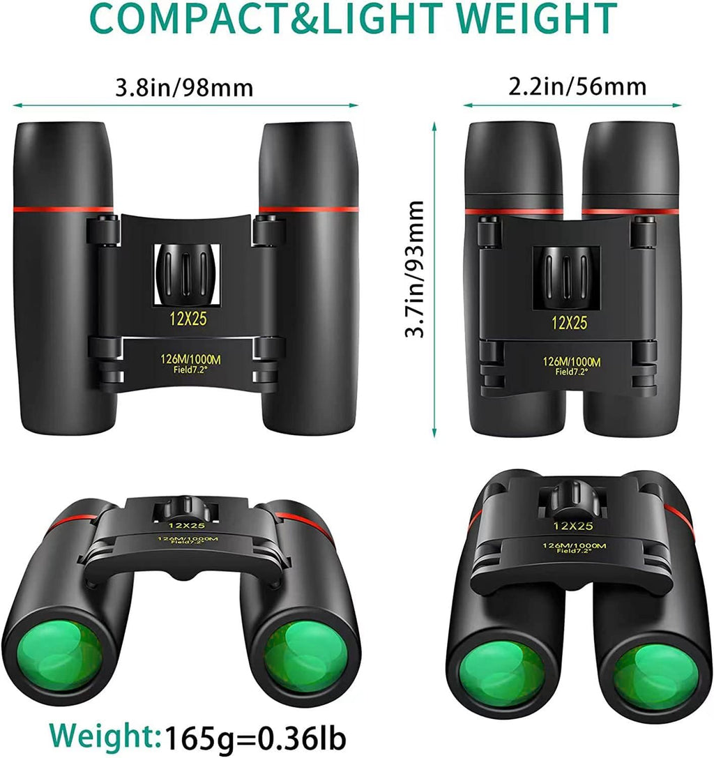POLDR 12X25 Small Pocket Binoculars Compact for Adults