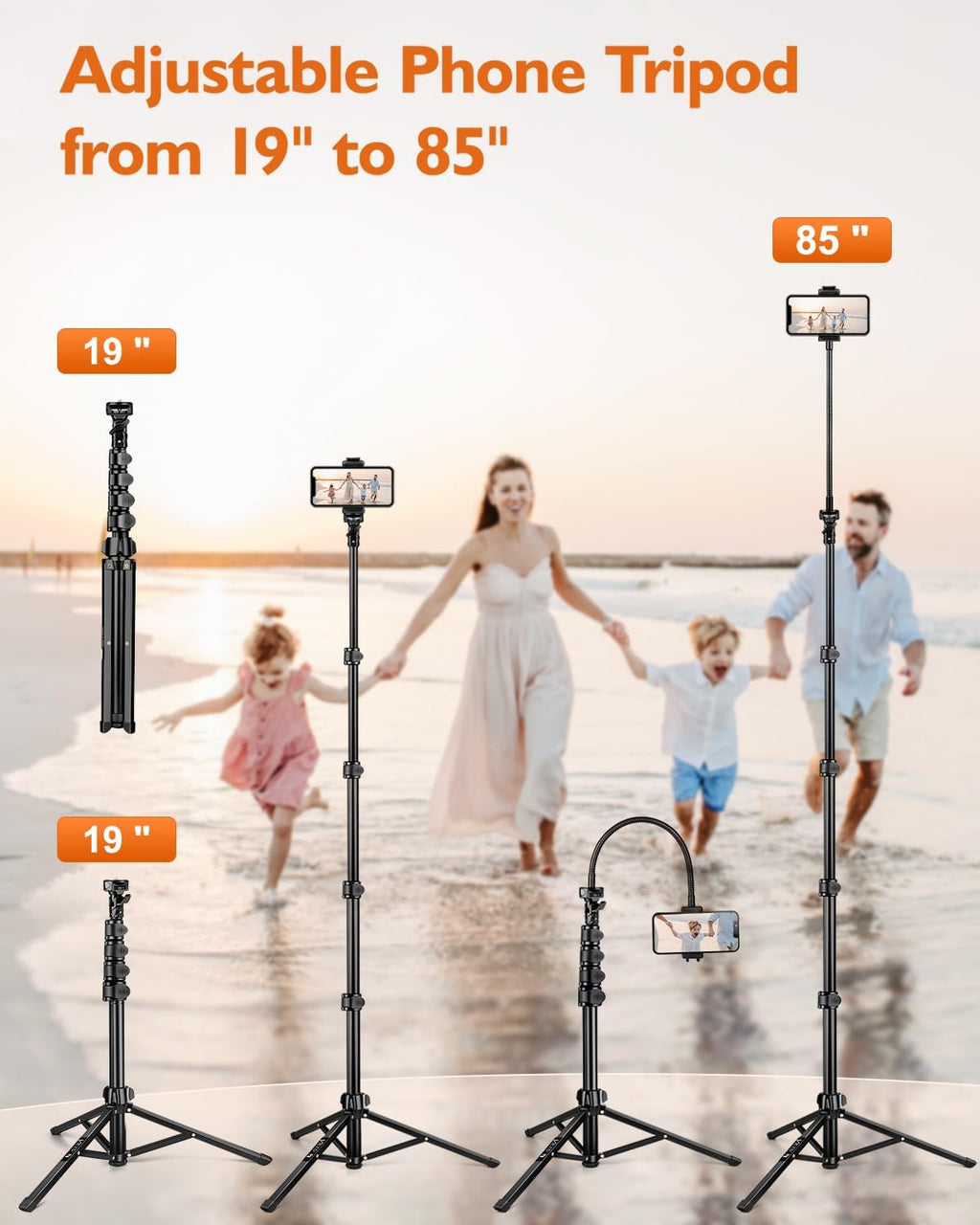 Victiv Phone Tripod, 85" Tall Tripod for iPhone with Remote & Phone Holder