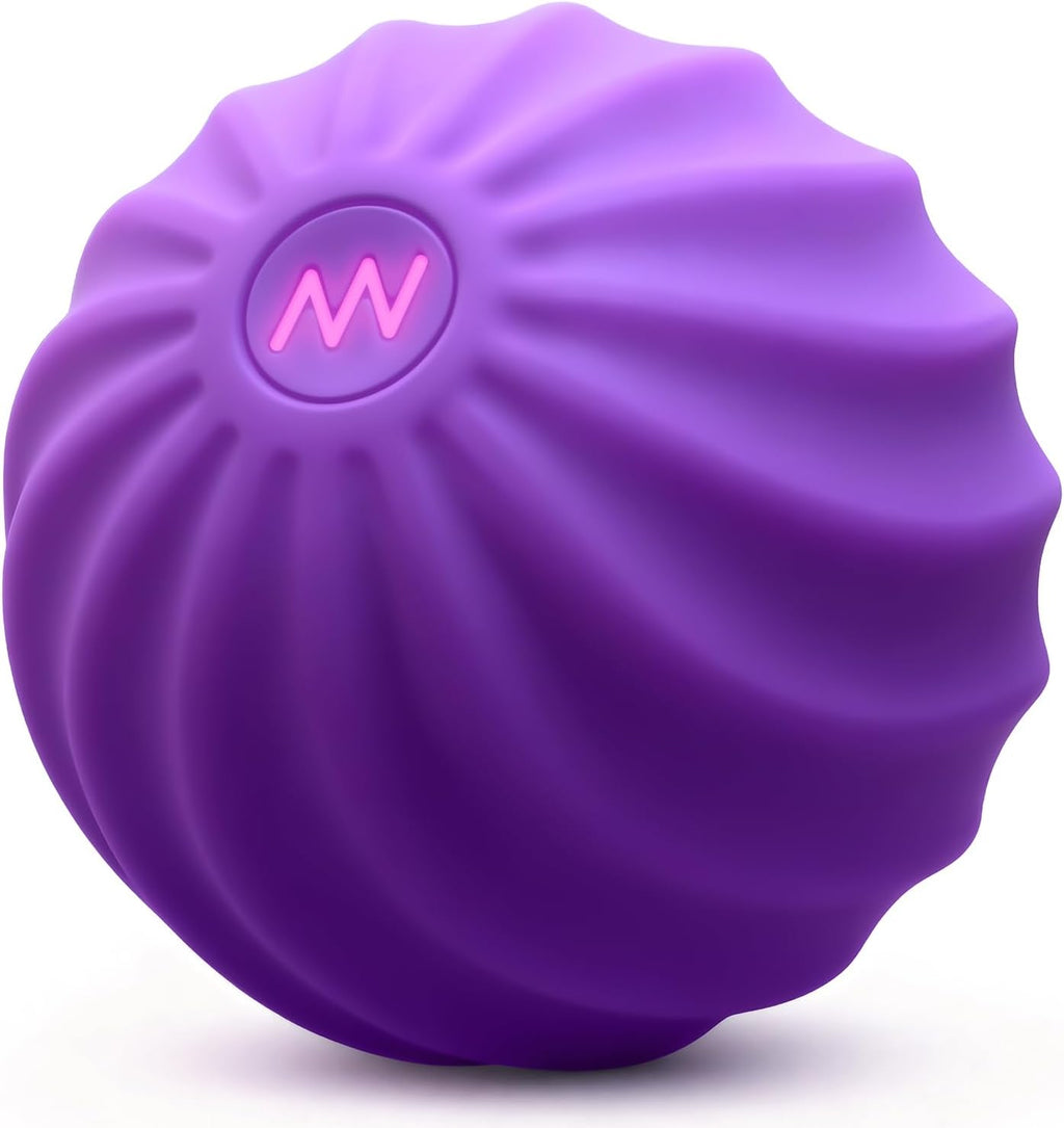 2.4" Mini Electric Vibrating Massage Ball, 10-Speed Fitness Yoga Massage Roller for Palm, Hand, Foot, Leg, Neck, Back, Multi-Directional Massage Ball (Lavender)