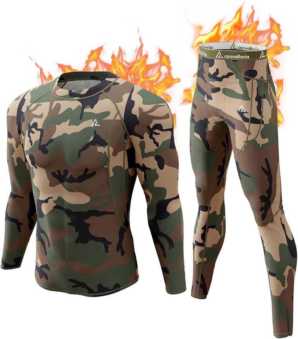 Mens Thermal Underwear Long Johns Set Cold Weather Hunting Base Layer