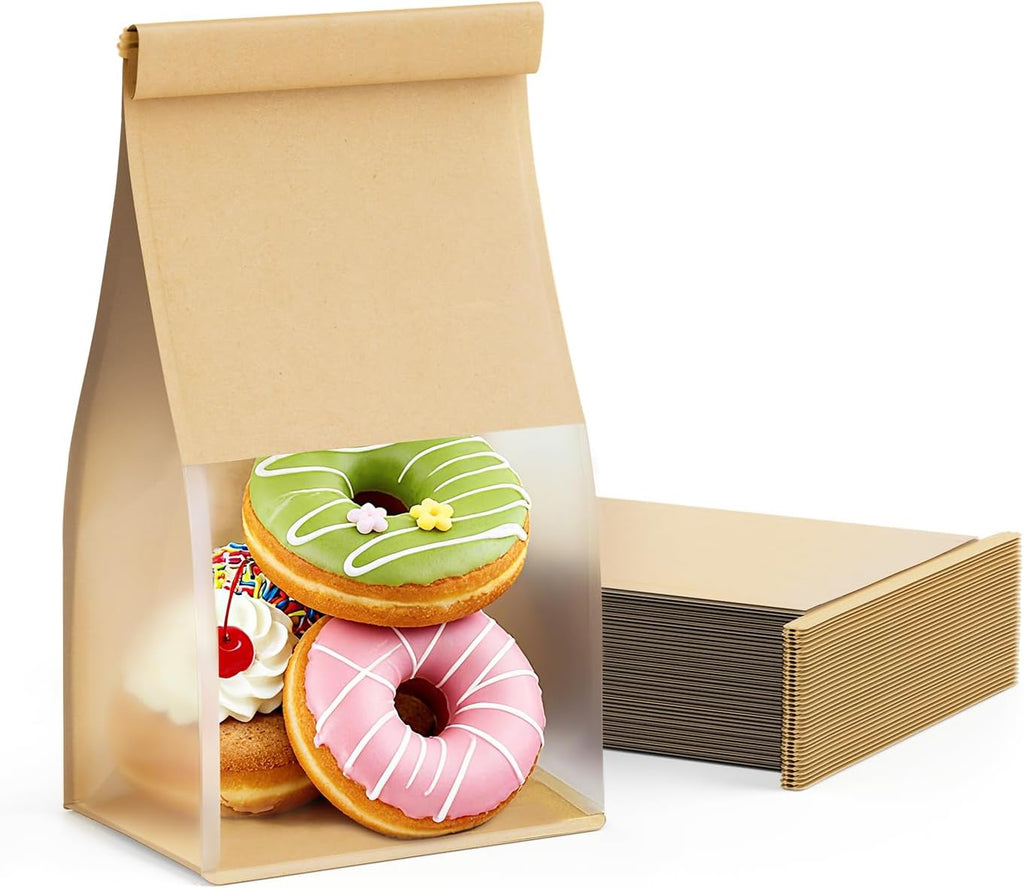 FireKylin Bread Cookie Bags with Window & Tin Tie,3.9x3.1x8.2 (100,Small)