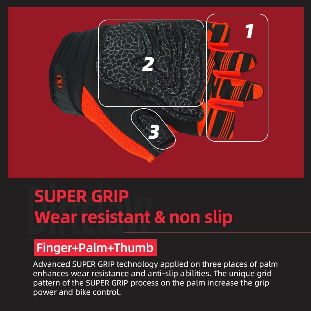 Seibertron Unisex BMX MX ATV MTB Racing Mountain Bike Bicycle Cycling Off-Road/Dirt Bike Gloves Road Racing Motorcycle Motocross Sports Gloves Touch Recognition Full Finger Glove