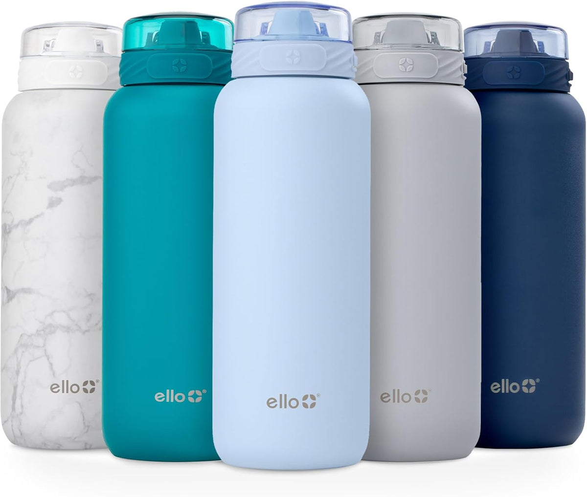 Ello Cooper 22oz Insulated Stainless Steel Water Bottle with Straw, Figgy