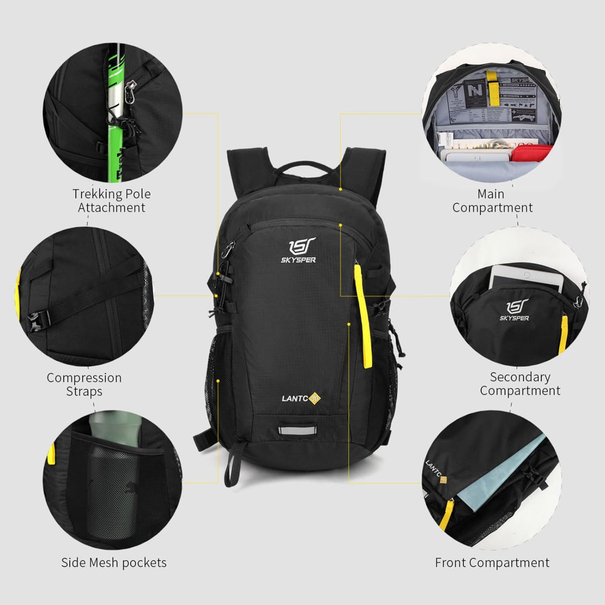 SKYSPER Small Hiking Backpack, 20L/30L Lightweight Travel Backpacks Hiking Daypack for Women Men