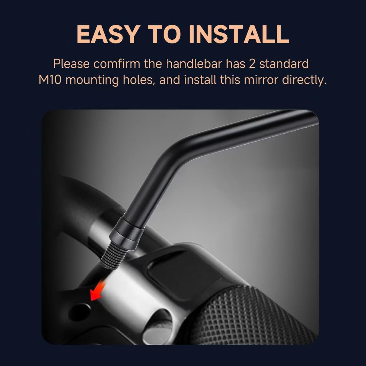 Universal Motorcycle Mirrors - M10 Black Rectangle Handlebar Rearview Mirrors Compatible with Honda Shadow MSX125 Kawasaki Vulcan Z900 Suzuki SV650 Volusia