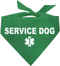 Service Dog Dog Bandana | 100% Cotton Adjustable Triangle |Service Dog | Working Animal | Assistance |Green, One Size (307)