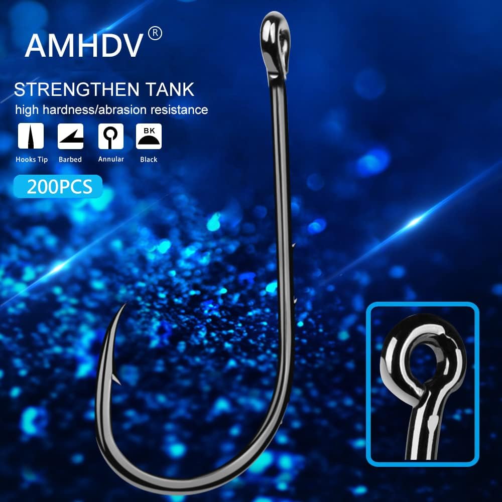 AMHDV 200pcs/pack Baitholder Fishing Hooks Forged Long Shanked Fishing Hook Barbed Shank Beak Bait Holder Hooks