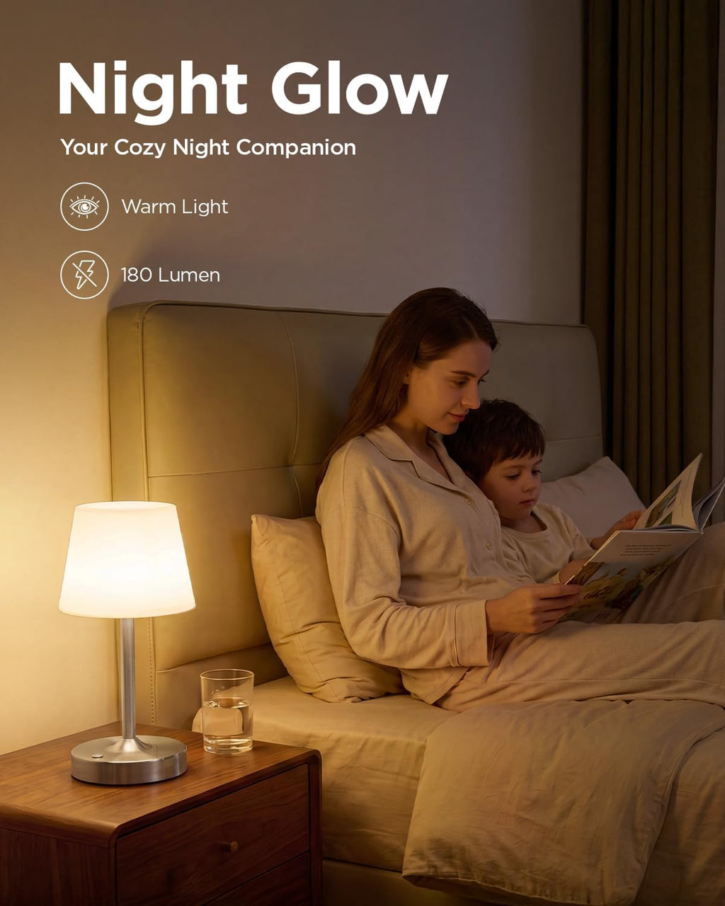 IP65 Waterproof Rechargeable Shower Lamp, Cordless Bathroom Touch Lamps