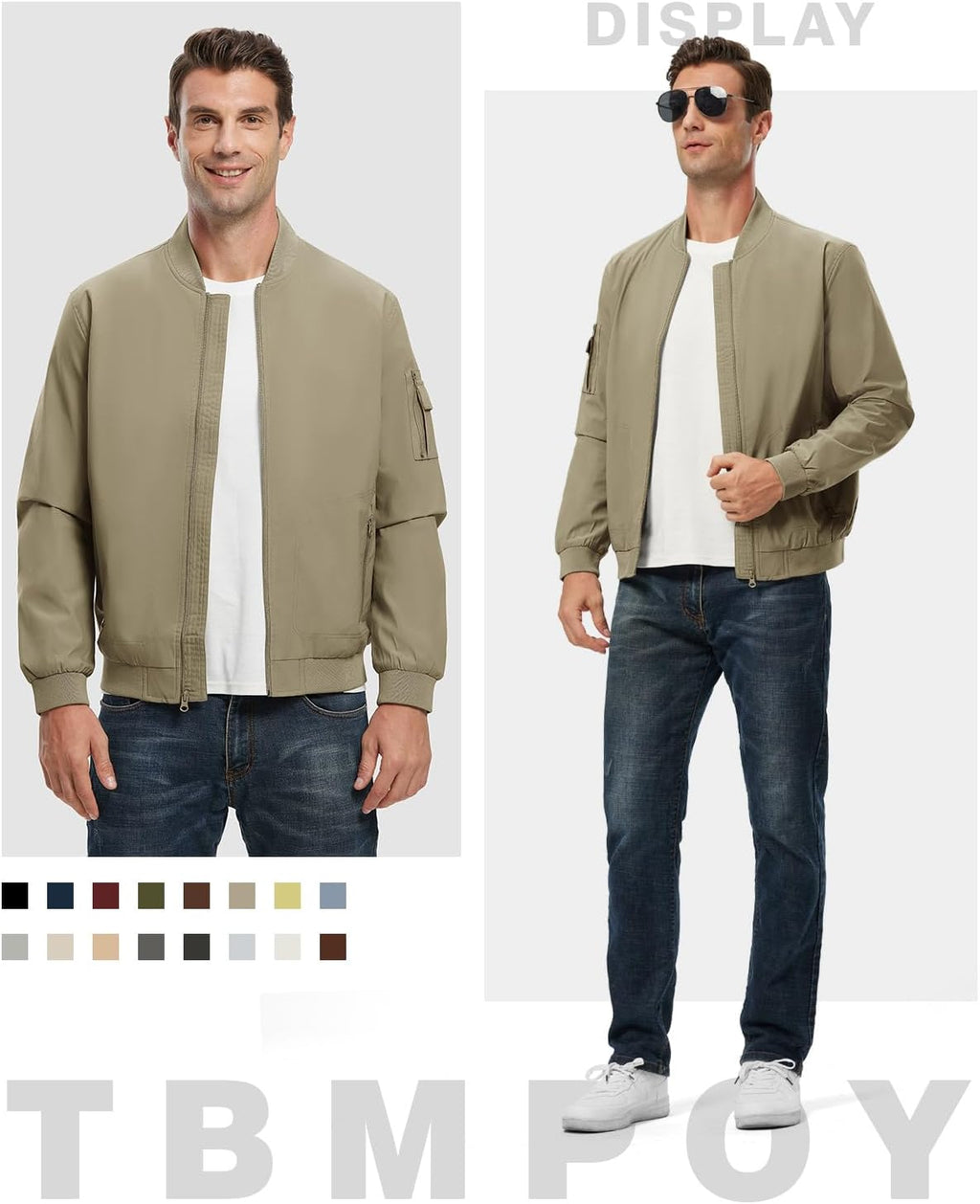 TBMPOY Men's Lightweight Jackets Casual Dress Golf Bomber Windbreaker Fall