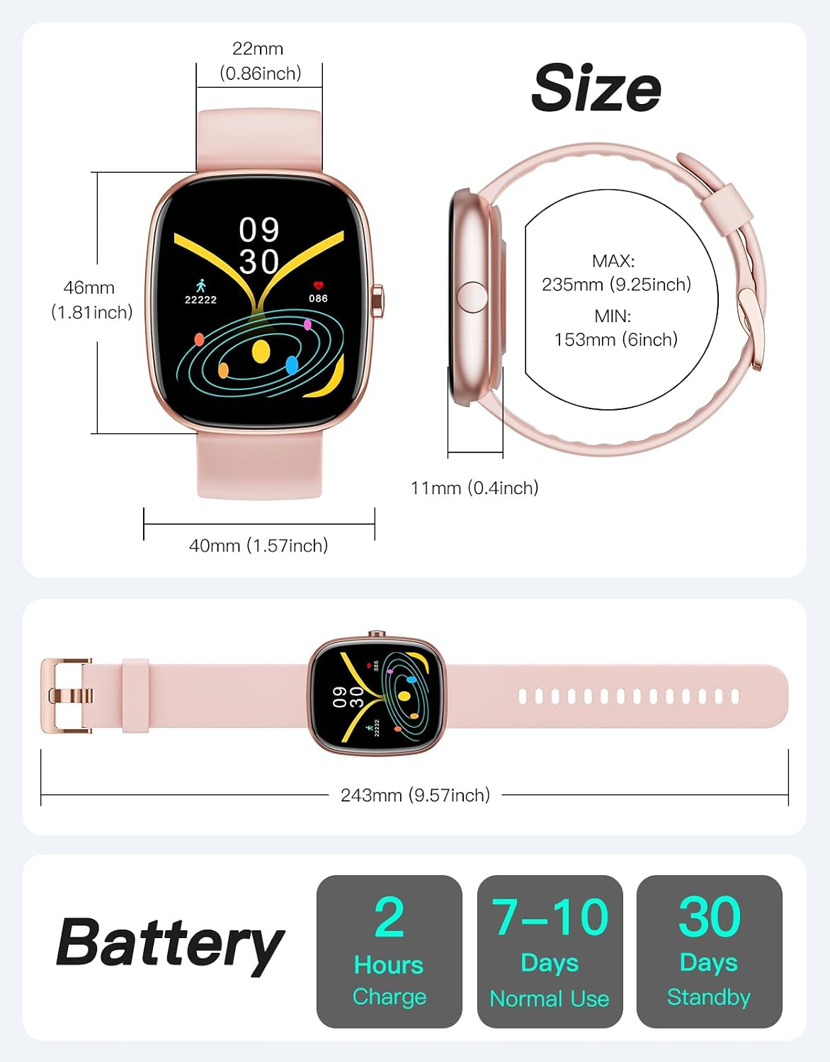 Fitness Tracker, No Bluetooth No APP/Phone Needed, 1.8" Fitness Watch