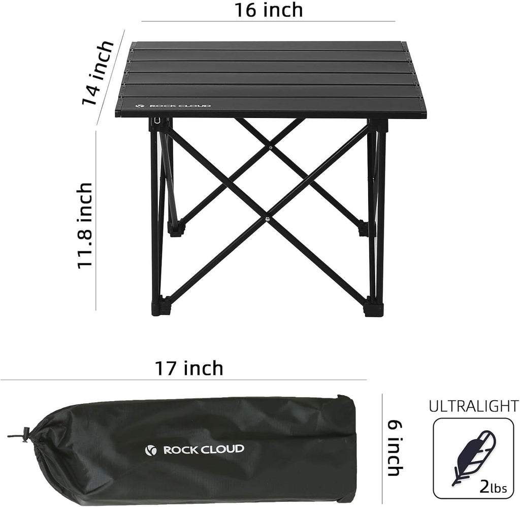ROCK CLOUD Portable Camping Table Ultralight Aluminum Camp Table Folding Compact Beach Table for Camping Hiking Backpacking Outdoor Picnic