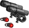 2 Packs Bike Light Set Super Bright Focus Adjustable Front Headlight and Rear LED Mountain Bicycle Light, Mount Included JB866