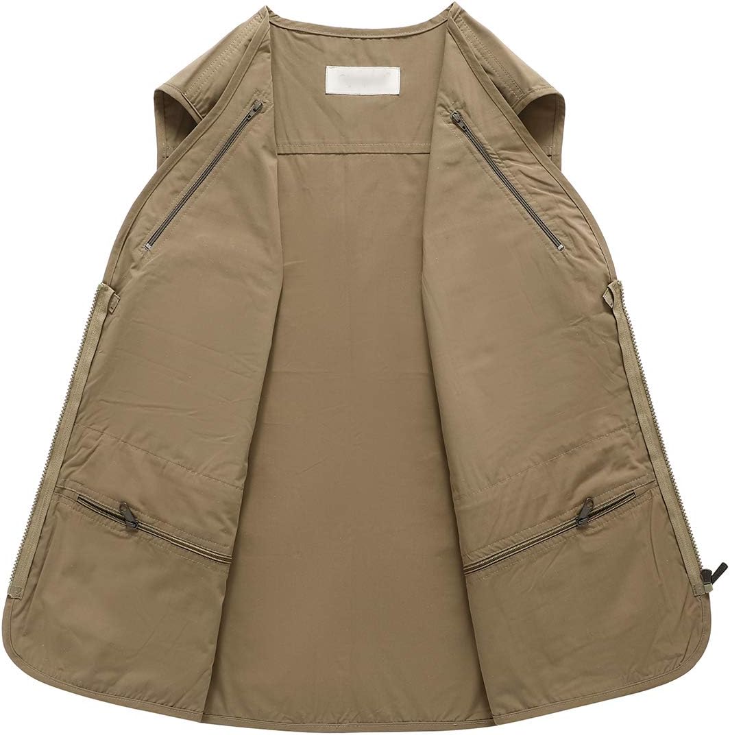 Hbufnha Men's Casual Safari Travel Vest 16 Pockets Outdoor Work Vest Sleeveless Jacket Fishing Hiking Photograph