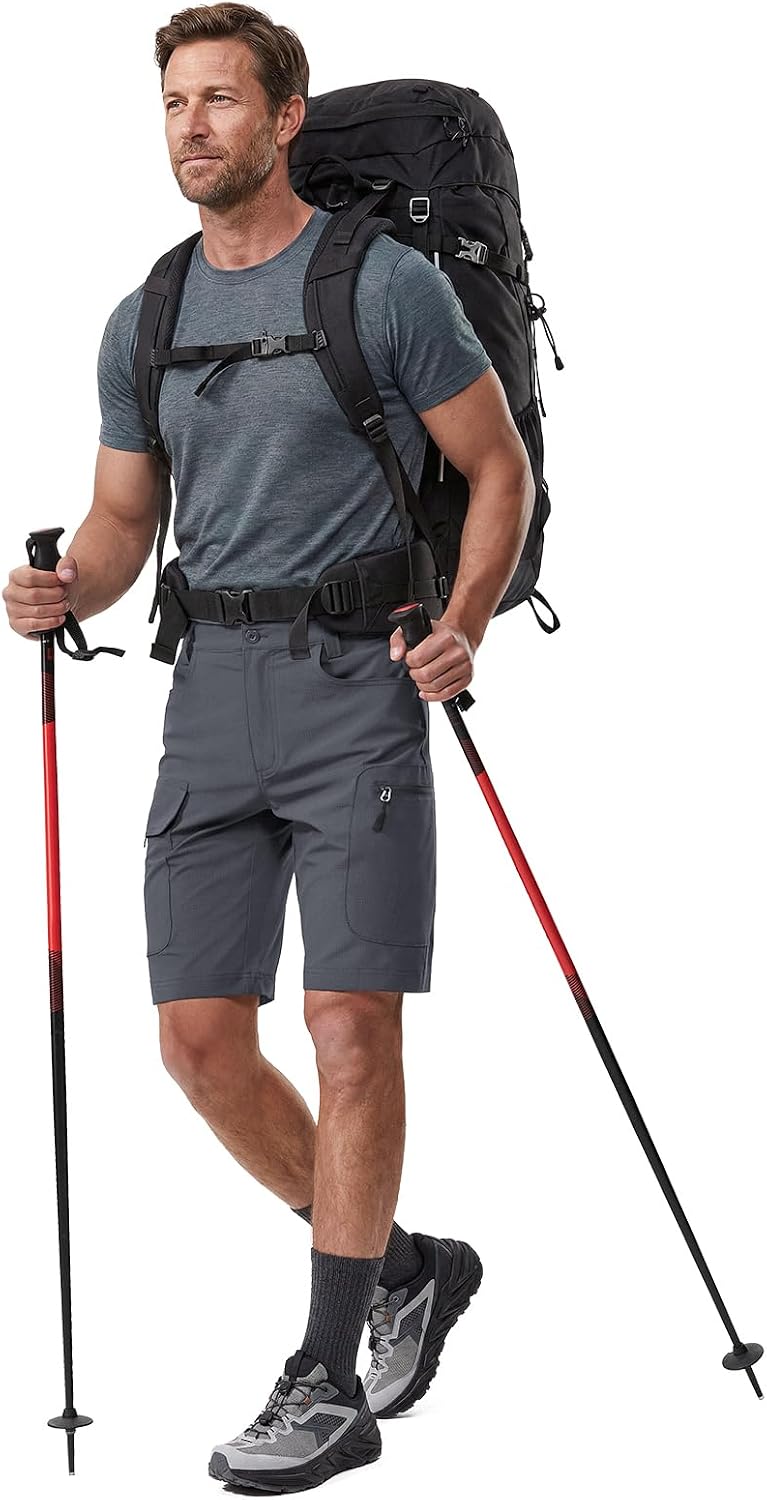 Hiauspor Men's Hiking Cargo Shorts: Quick Dry Lightweight with 6 Pockets